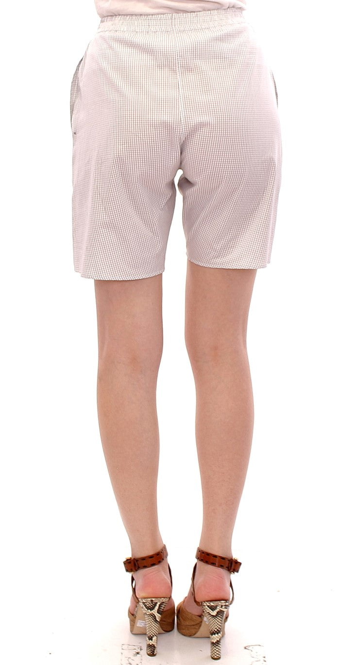 Shorts en coton extensible à carreaux blancs Andrea Incontri