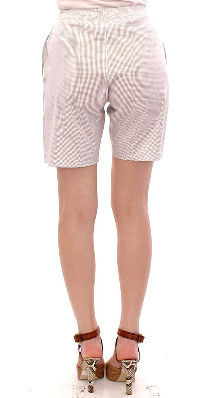 Shorts en coton extensible à carreaux blancs Andrea Incontri