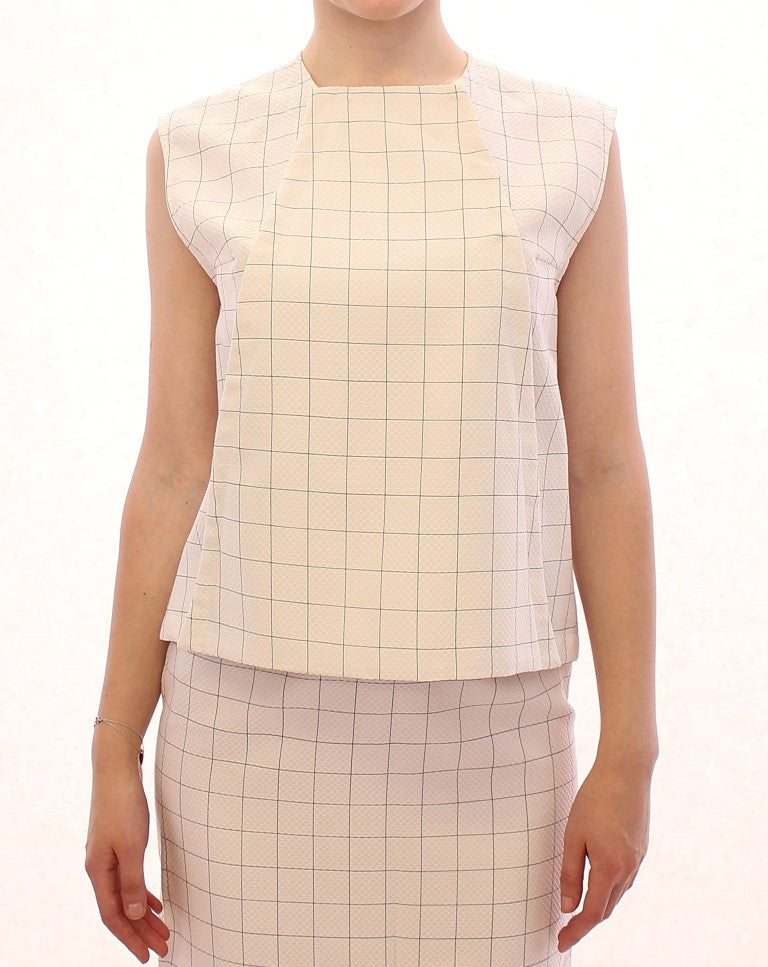 Haut chemise en coton blanc à carreaux Andrea Incontri