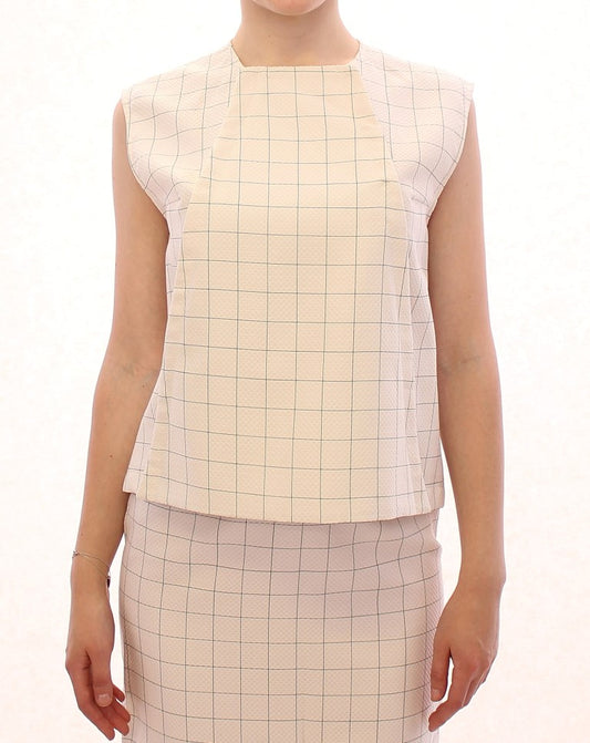 Haut chemise en coton blanc à carreaux Andrea Incontri