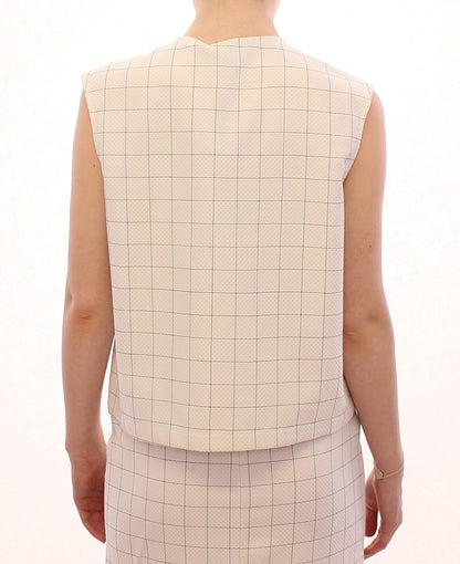 Haut chemise en coton blanc à carreaux Andrea Incontri