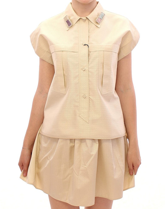 Blouse beige sans manches Andrea Incontri