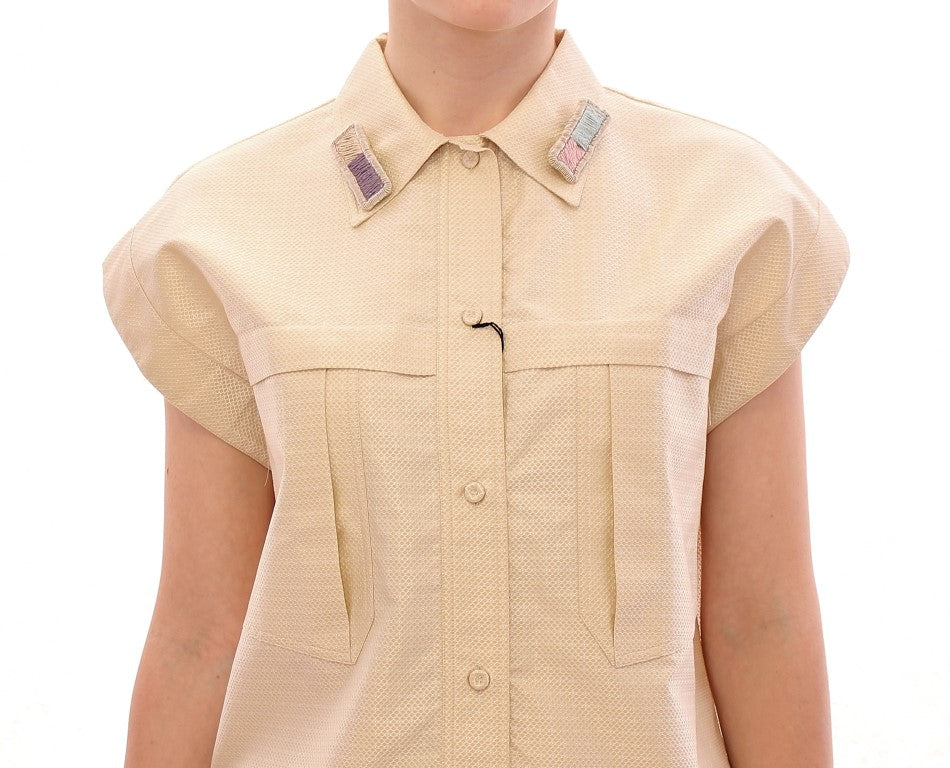 Blouse beige sans manches Andrea Incontri