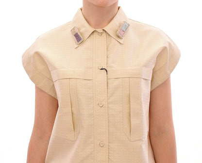 Blouse beige sans manches Andrea Incontri