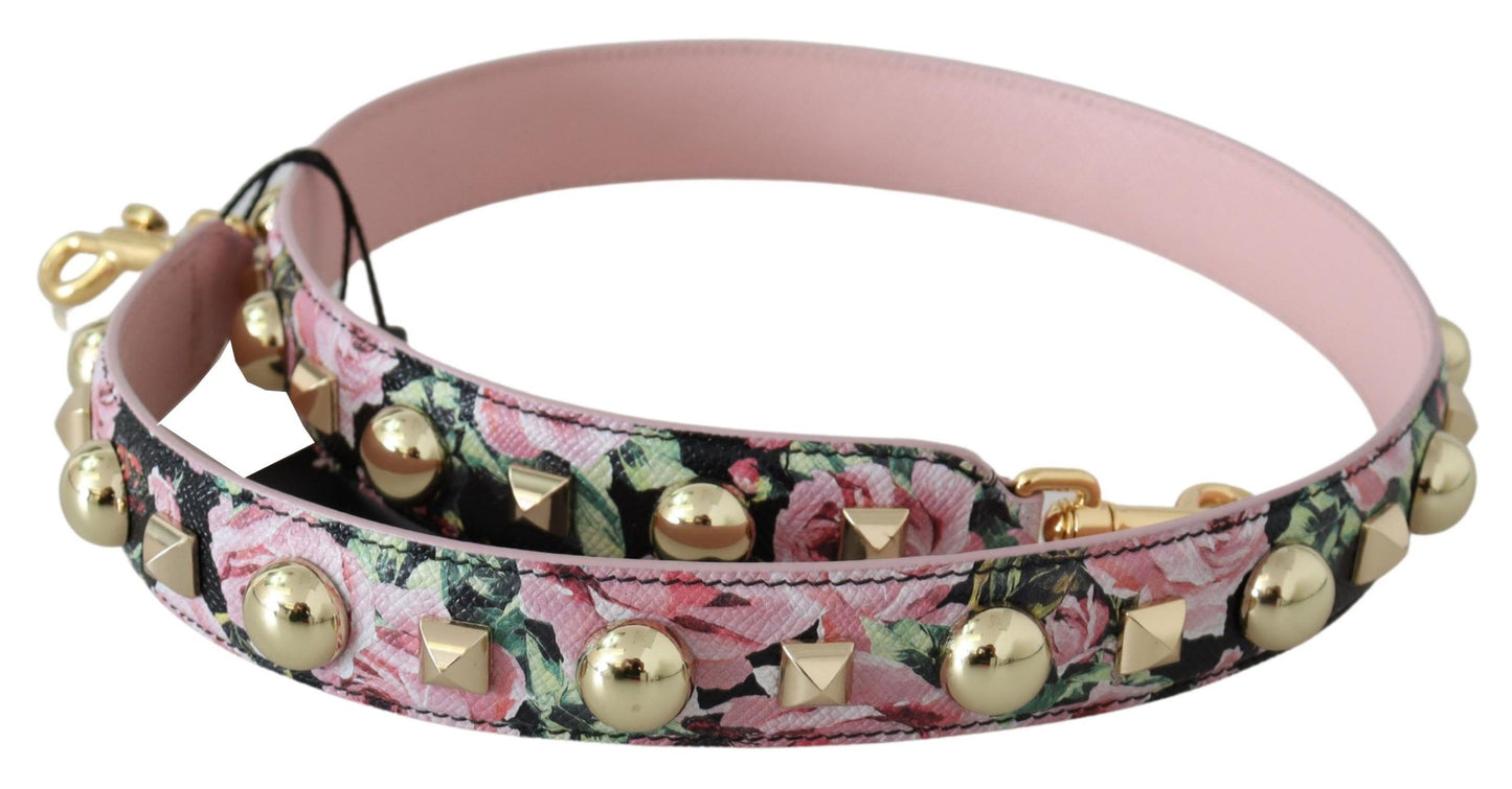 Dolce &amp; Gabbana roze bloemen gouden studs tas accessoire schouderband