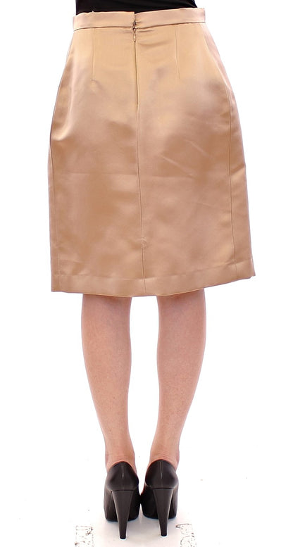 Jupe plissée mini en soie brune unie d'Andrea Incontri