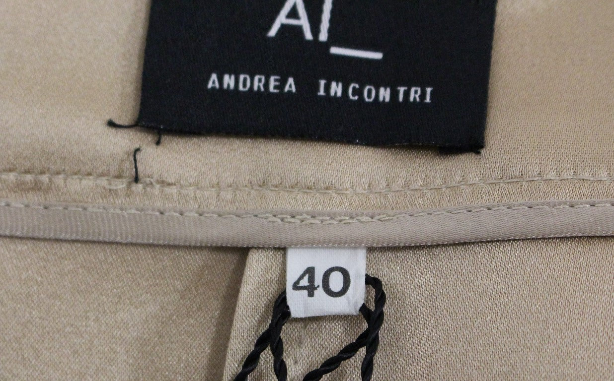 Jupe plissée mini en soie brune unie d'Andrea Incontri