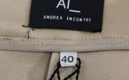 Jupe plissée mini en soie brune unie d'Andrea Incontri