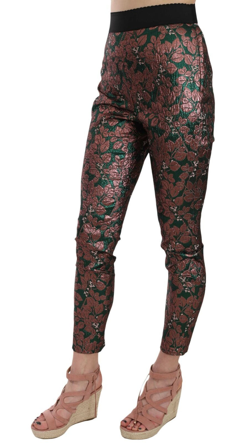 Dolce &amp; Gabbana Pantalon Cropped en Brocart Jacquard Iridescent Multicolore