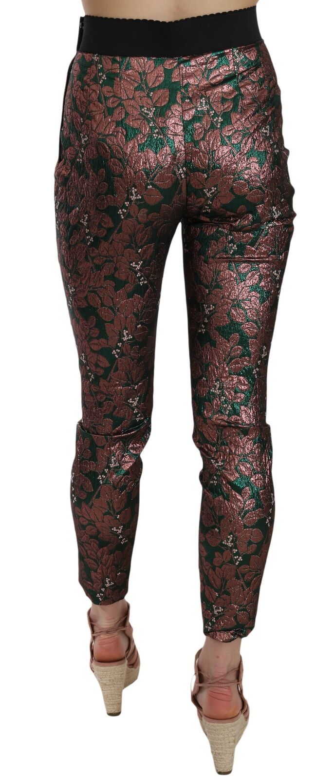 Dolce &amp; Gabbana Pantalon Cropped en Brocart Jacquard Iridescent Multicolore