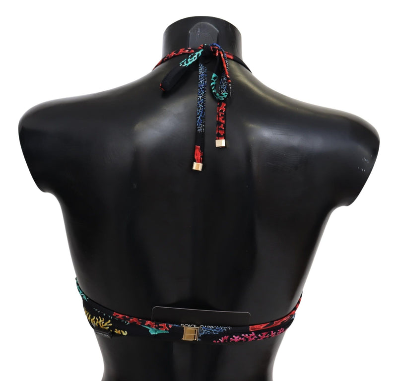 Dolce &amp; Gabbana Haut de bikini noir à imprimé corail pour femme