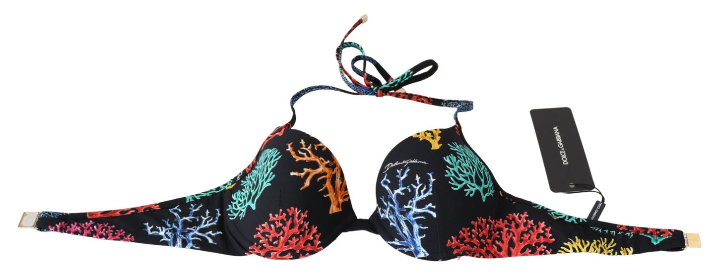 Dolce &amp; Gabbana bikini tops voor dames met zwarte koraalprint.