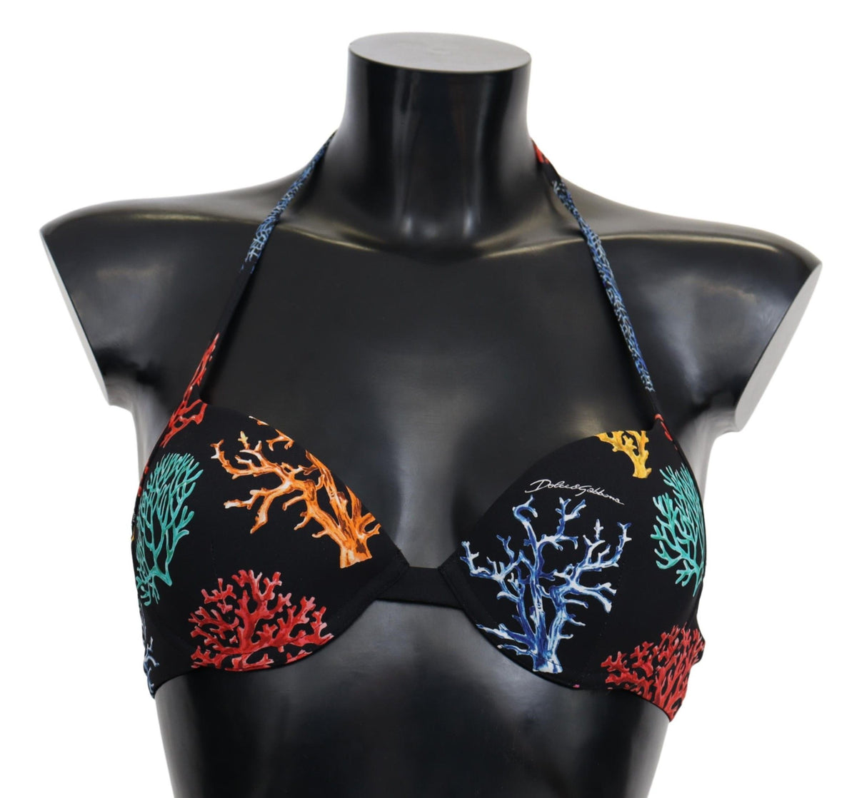 Dolce &amp; Gabbana Haut de bikini noir à imprimé corail pour femme