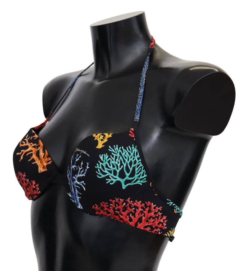 Dolce &amp; Gabbana Haut de bikini noir à imprimé corail pour femme