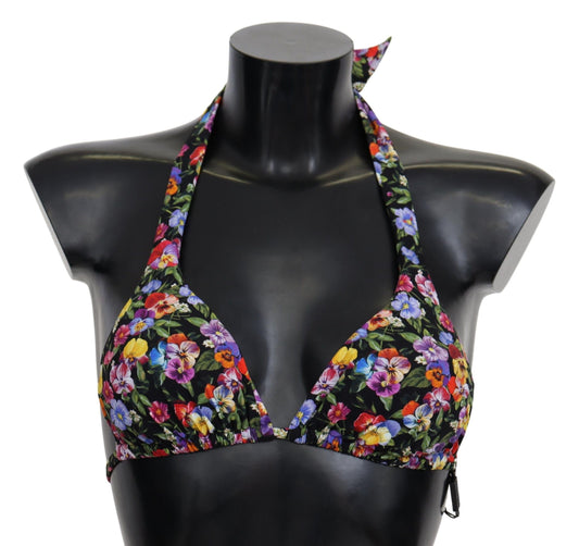 Dolce &amp; Gabbana zwarte bikini met bloemenprint, strandkleding, bikini-tops