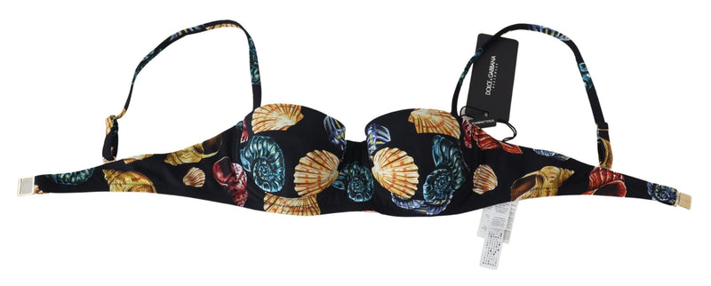 Dolce &amp; Gabbana Haut de bikini noir à imprimé coquillages pour femme