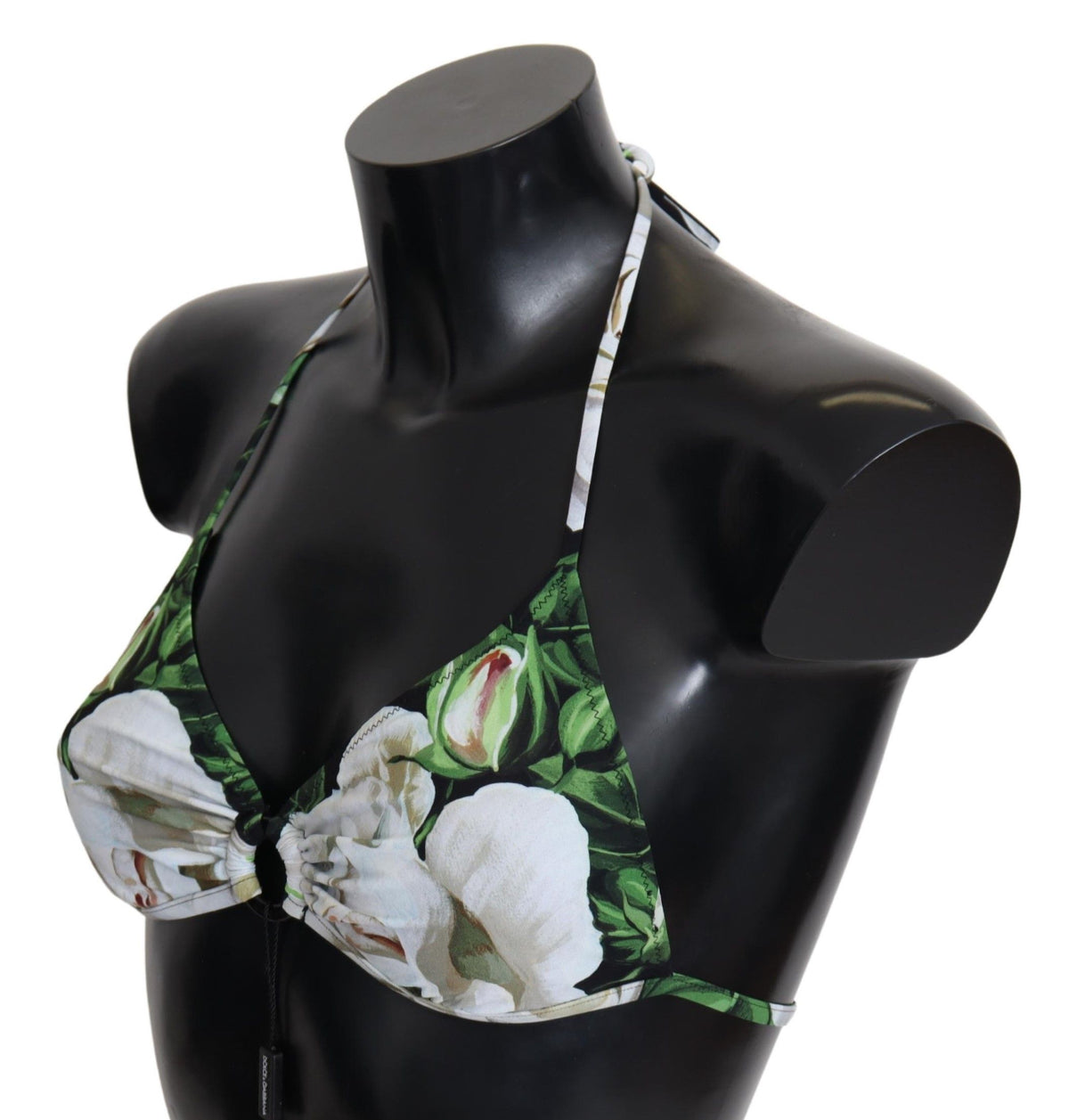 Haut de bikini Dolce &amp; Gabbana à imprimé floral multicolore et col montant.
