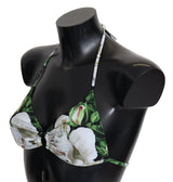 Haut de bikini Dolce &amp; Gabbana à imprimé floral multicolore et col montant.