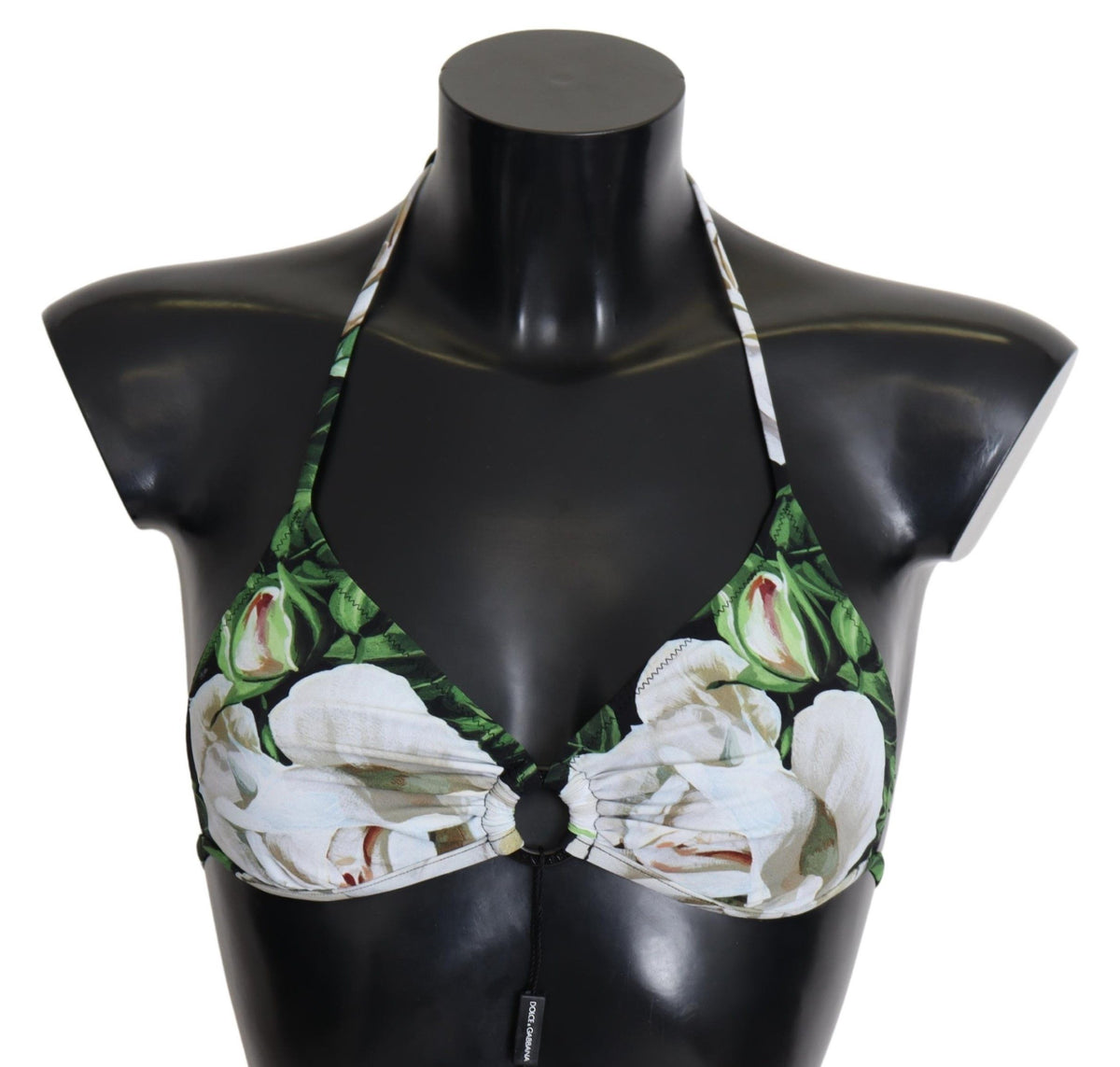 Haut de bikini Dolce &amp; Gabbana à imprimé floral multicolore et col montant.