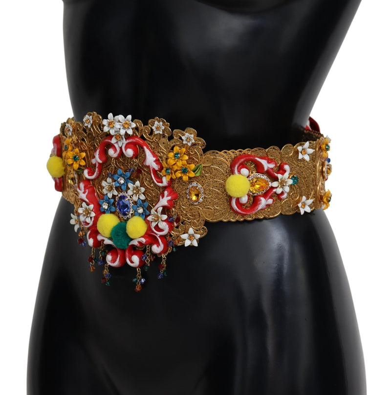 Ceinture Carretto large à fleurs et cristaux Dolce &amp; Gabbana