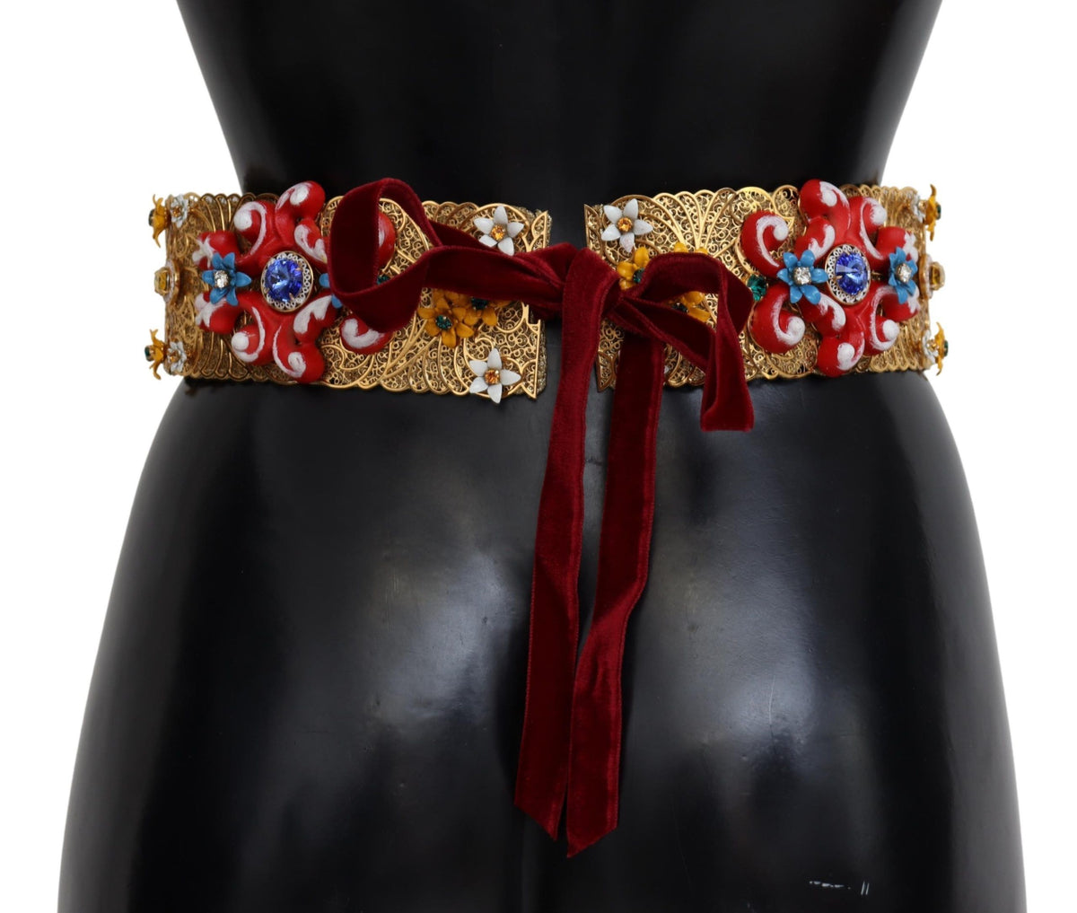 Ceinture Carretto large à fleurs et cristaux Dolce &amp; Gabbana