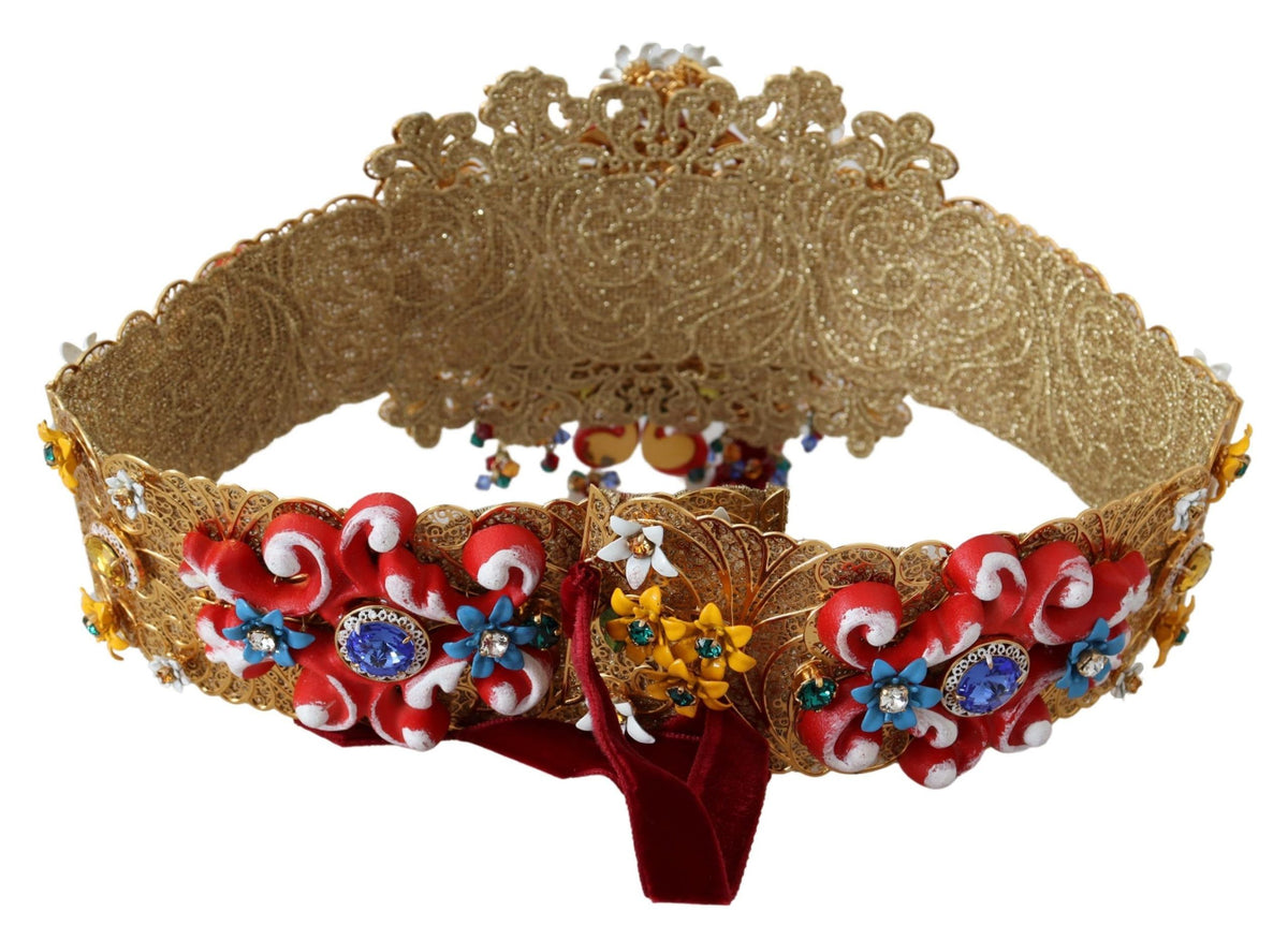 Ceinture Carretto large à fleurs et cristaux Dolce &amp; Gabbana