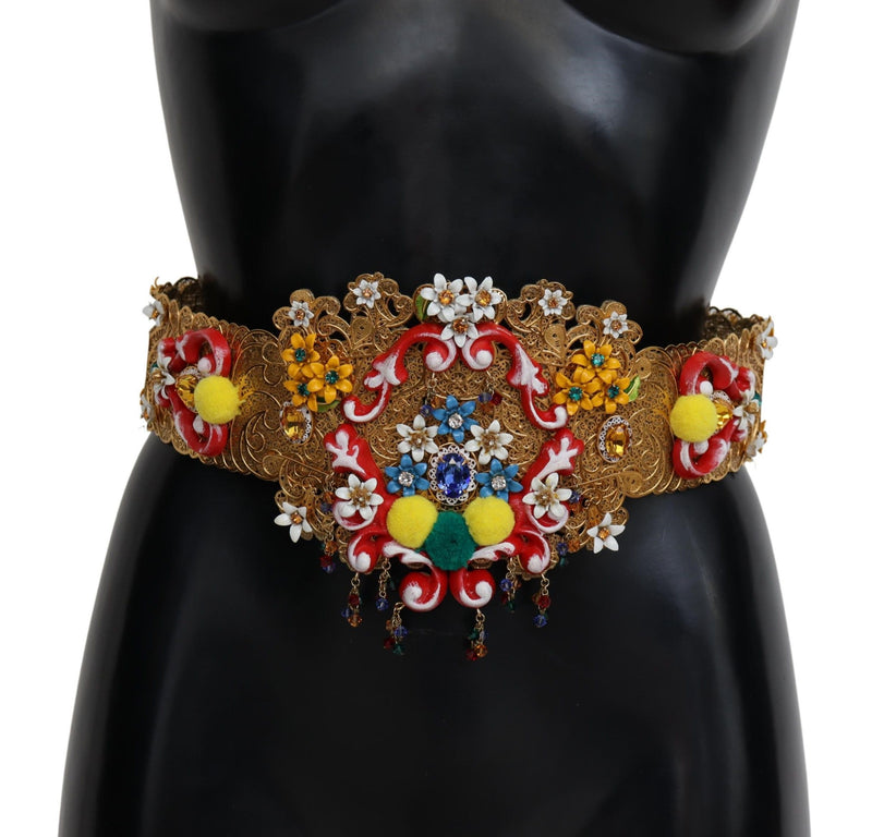 Ceinture Carretto large à fleurs et cristaux Dolce &amp; Gabbana