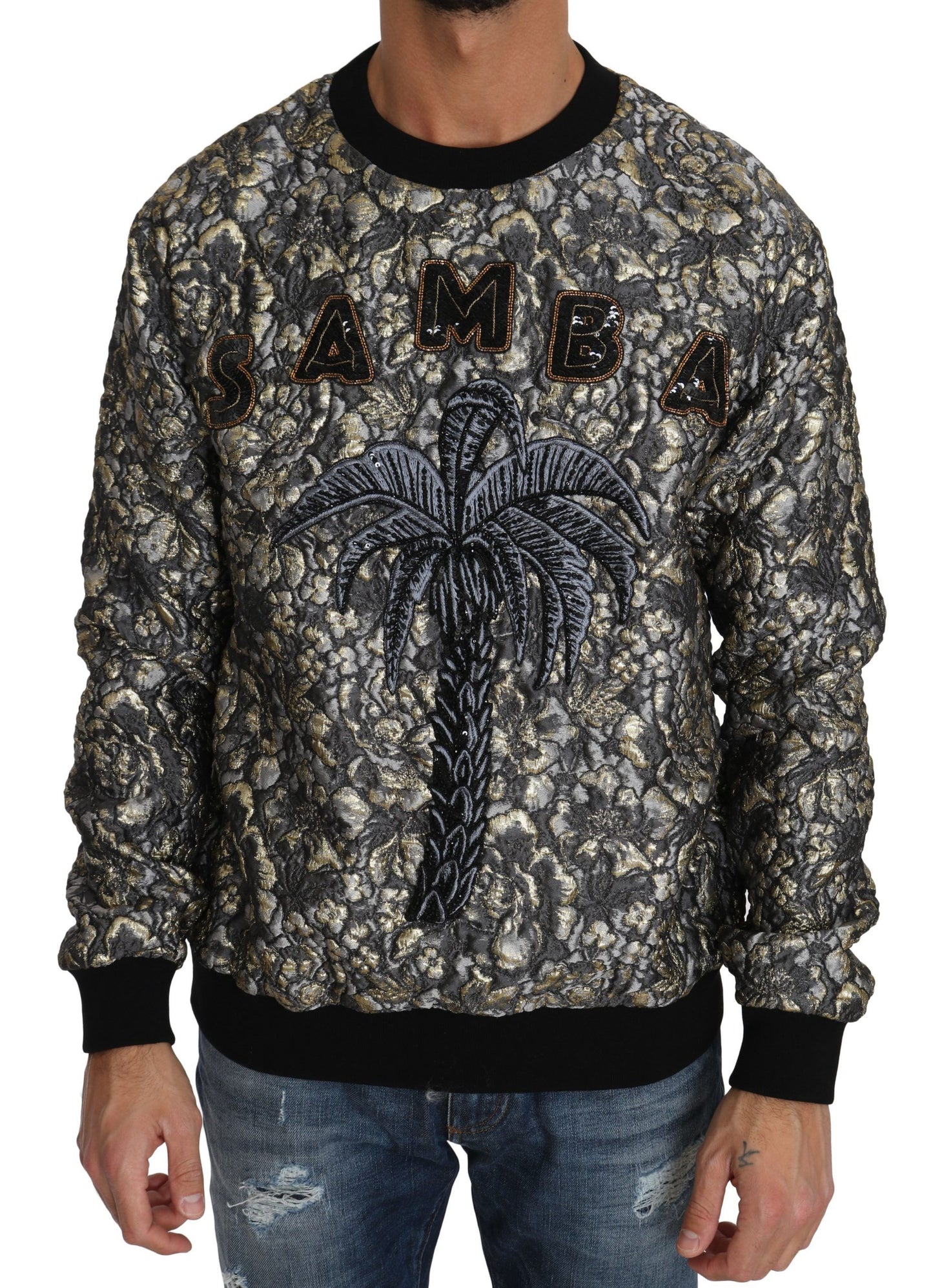 Pull en jacquard multicolore à motif palmiers SAMBA de Dolce & Gabbana