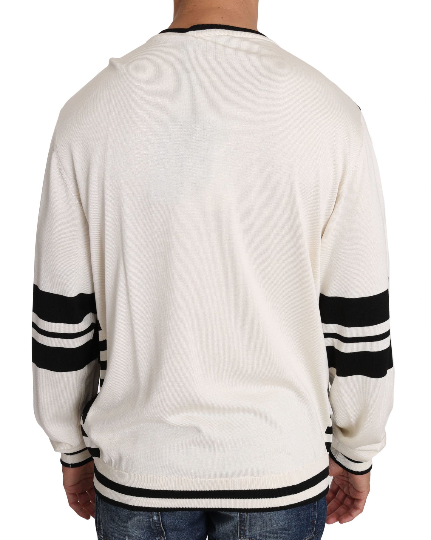 Pull en jersey à paillettes en forme de guitare blanc de Dolce & Gabbana