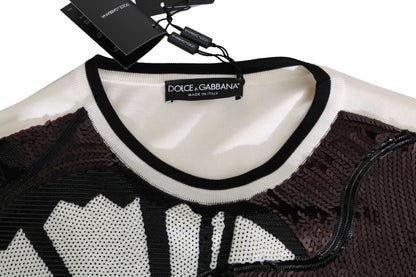 Pull en jersey à paillettes en forme de guitare blanc de Dolce & Gabbana