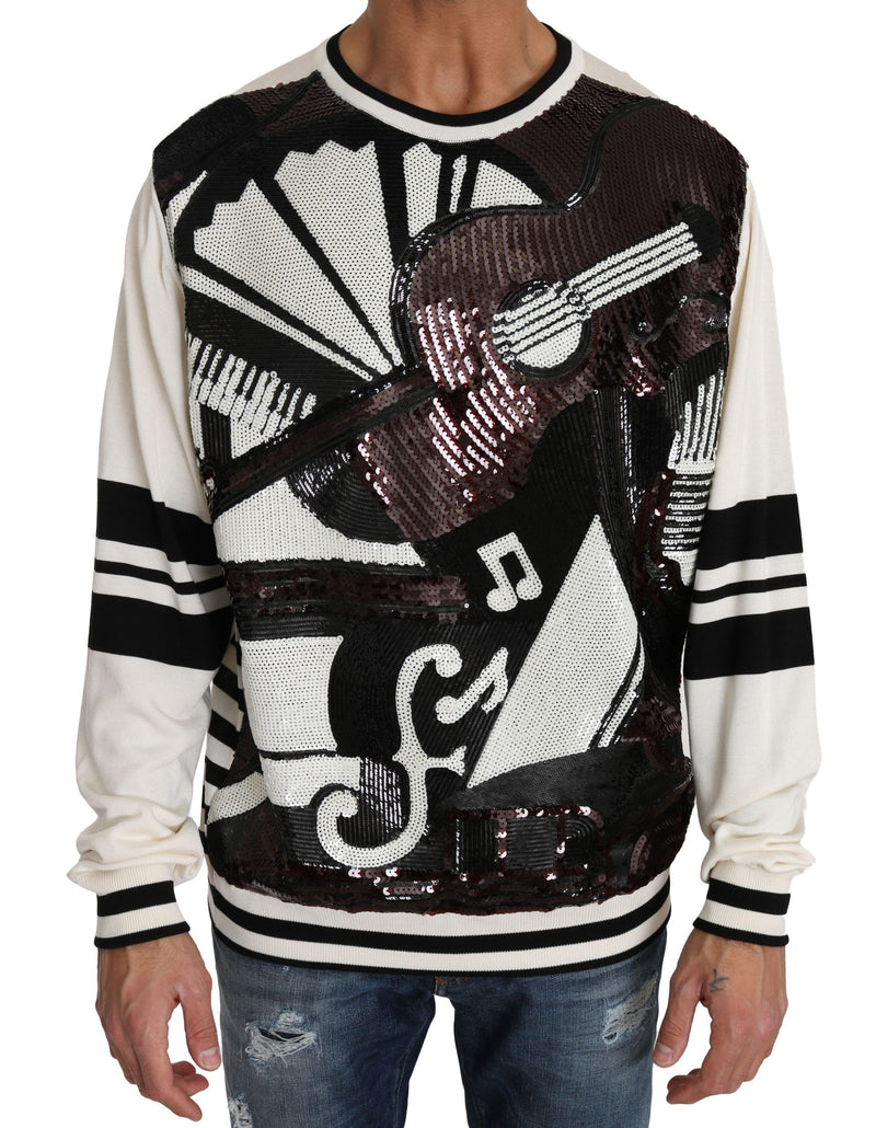 Dolce &amp; Gabbana Wit Jazz Speldjes Gekleurd Gitaarpatroon Trui