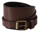 PLEIN SUD Marron Large Cuir Rustique Boucle Métal Doré Foncé