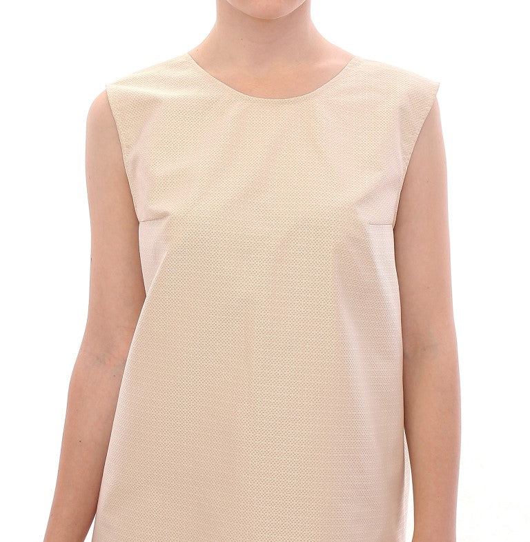 Robe mini trapèze beige sans manches Andrea Incontri
