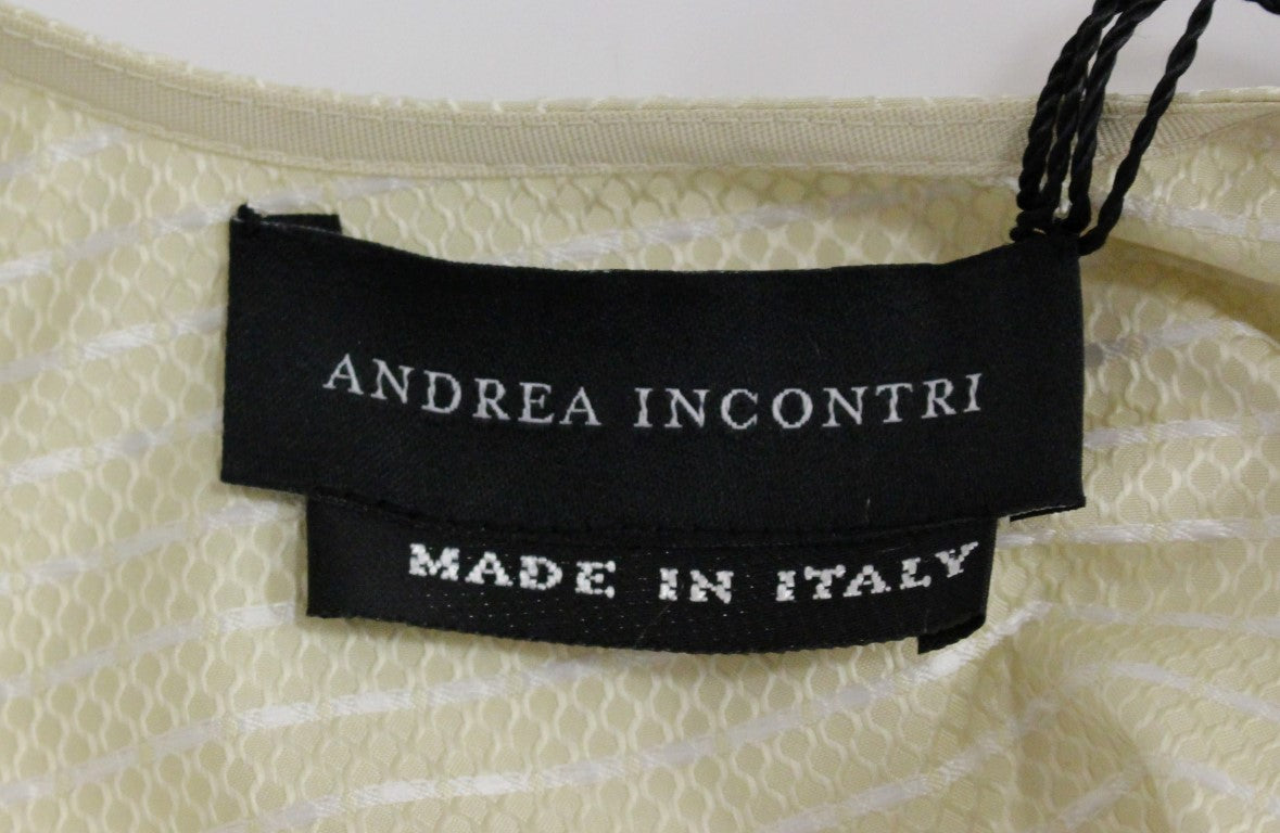 Robe mini trapèze beige sans manches Andrea Incontri