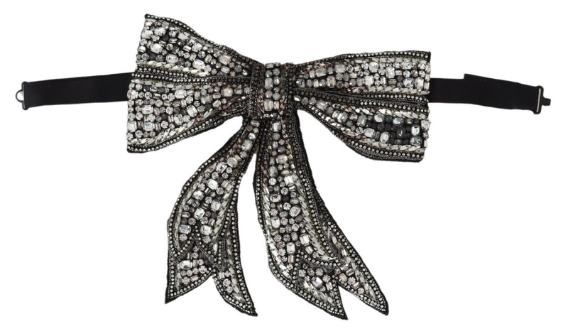 Collier et nœud papillon Dolce &amp; Gabbana en perles de cristal argentées et paillettes