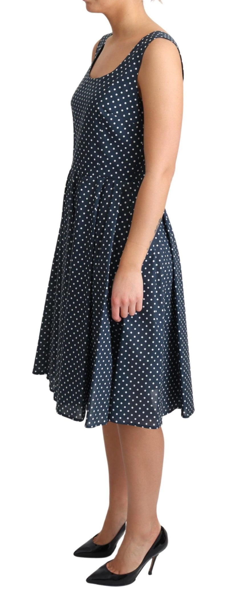 Robe trapèze en coton bleu à pois de Dolce &amp; Gabbana