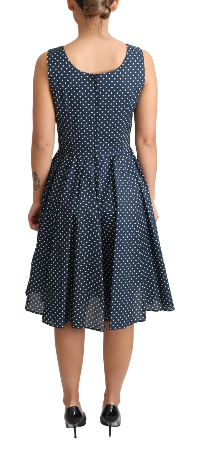 Robe trapèze en coton bleu à pois de Dolce &amp; Gabbana