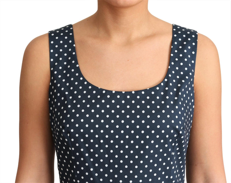 Robe trapèze en coton bleu à pois de Dolce &amp; Gabbana