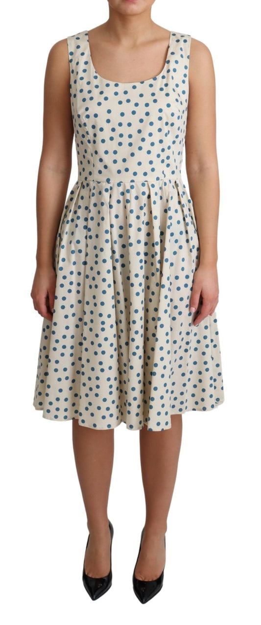 Dolce &amp; Gabbana beige gestippelde katoenen A-lijn jurk