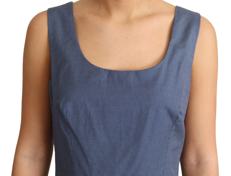 Robe trapèze en coton extensible à pois bleus de Dolce &amp; Gabbana