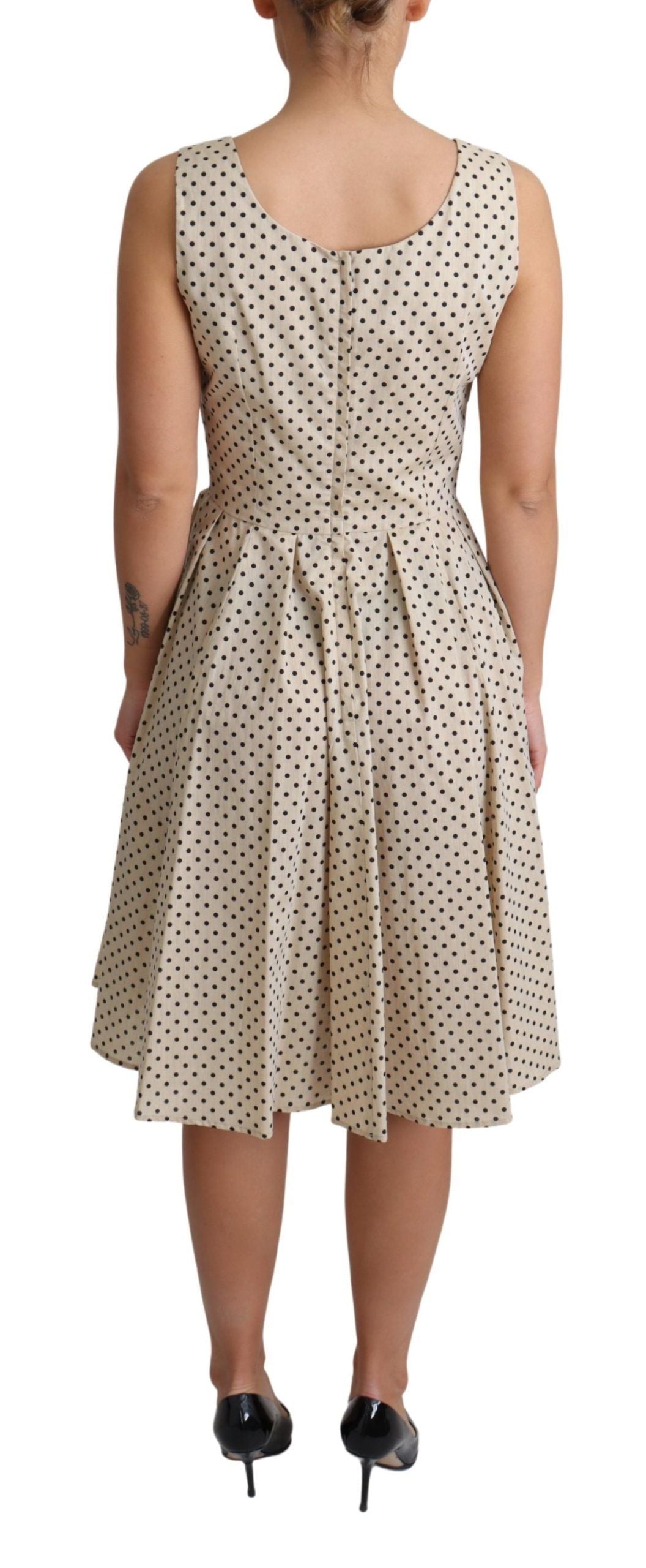 Robe trapèze en coton beige à pois de Dolce &amp; Gabbana