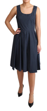 Dolce & Gabbana Blue Polka Dotted Cotton A-Line Dress