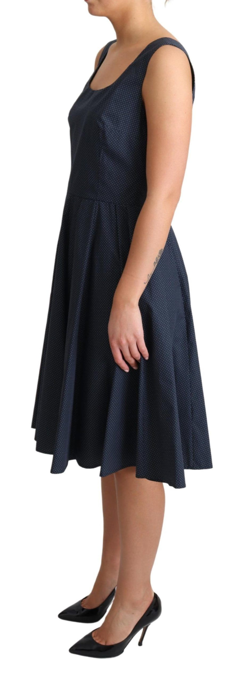 Robe trapèze en coton à pois bleus de Dolce &amp; Gabbana