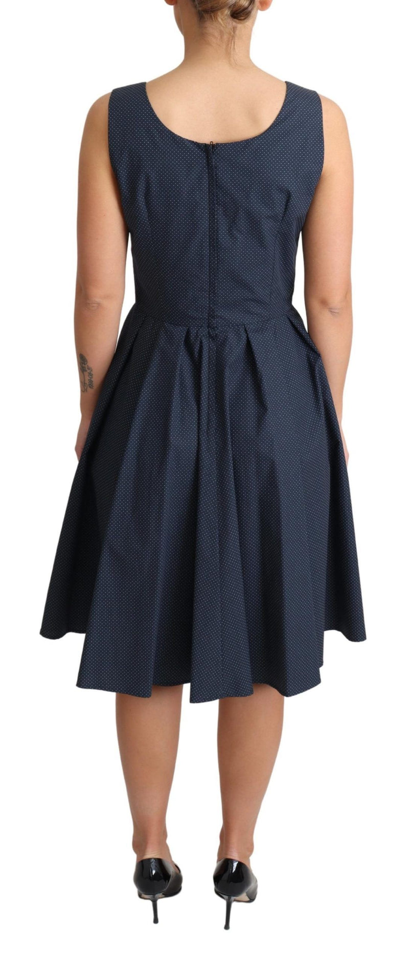 Robe trapèze en coton à pois bleus de Dolce &amp; Gabbana