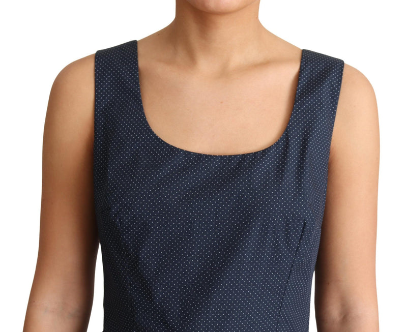 Robe trapèze en coton à pois bleus de Dolce &amp; Gabbana