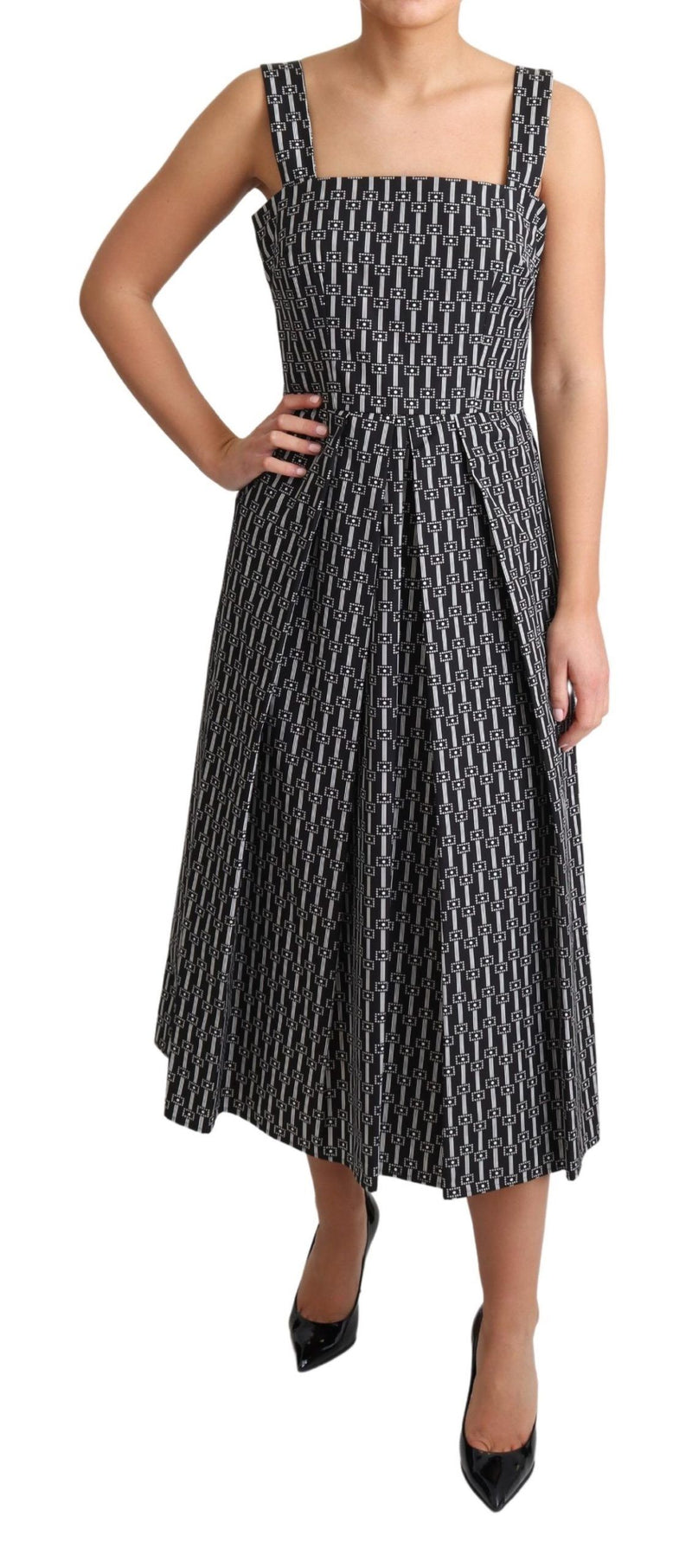 Robe trapèze en coton à motifs noir et blanc de Dolce &amp; Gabbana