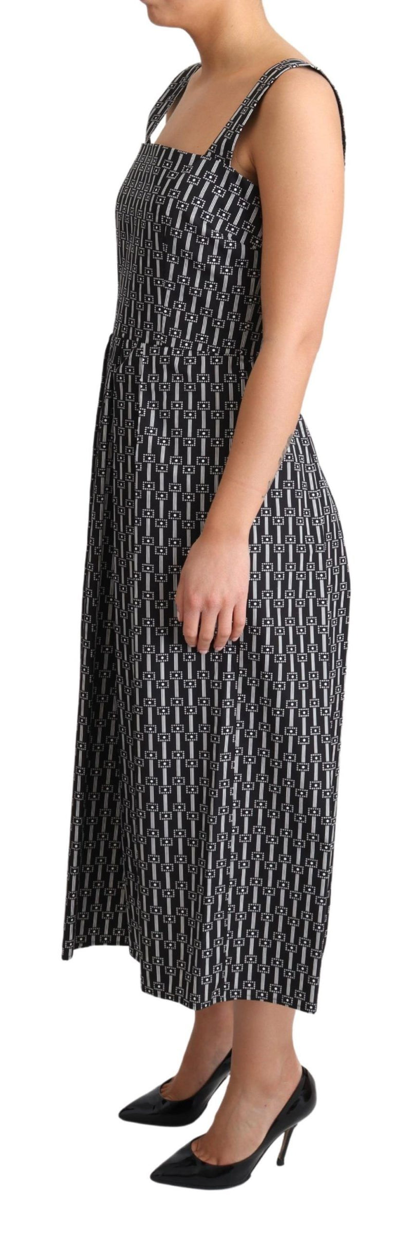 Robe trapèze en coton à motifs noir et blanc de Dolce &amp; Gabbana