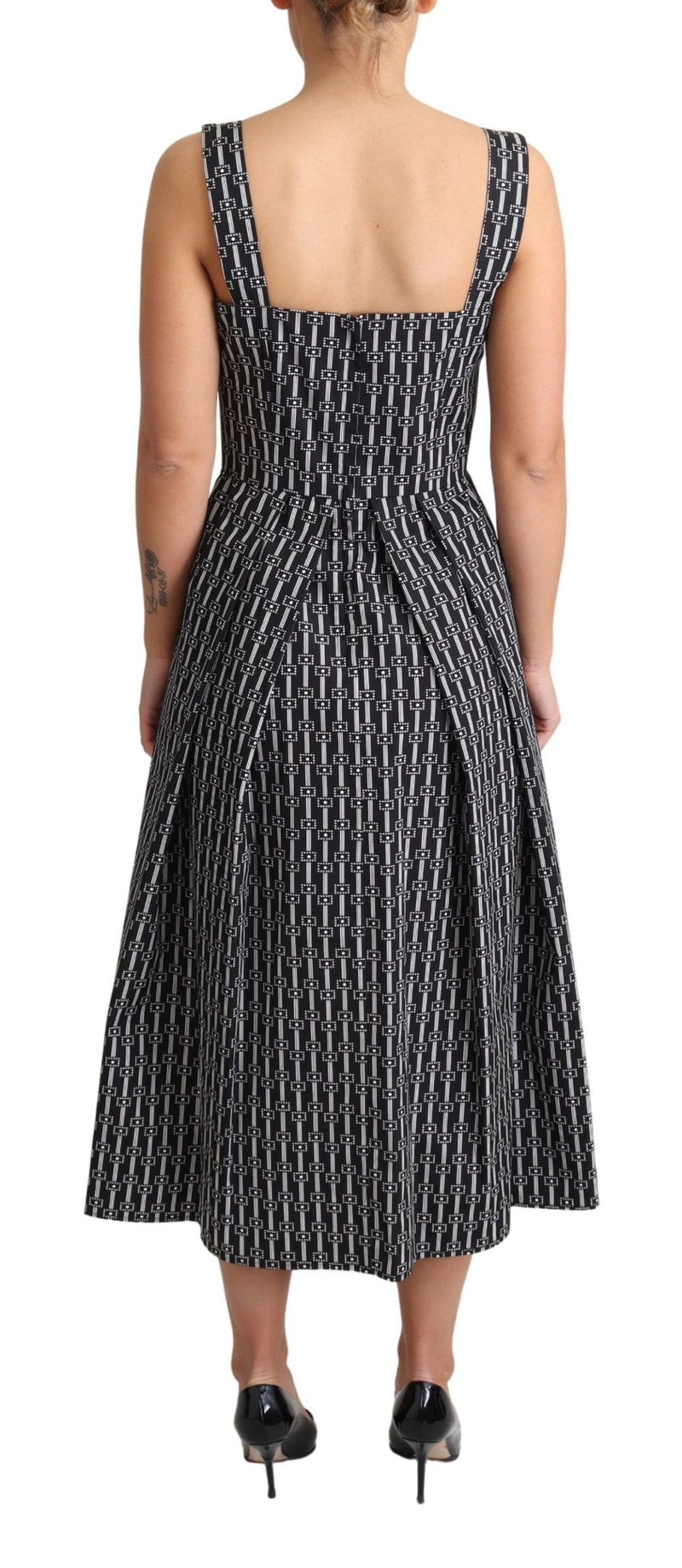 Robe trapèze en coton à motifs noir et blanc de Dolce &amp; Gabbana