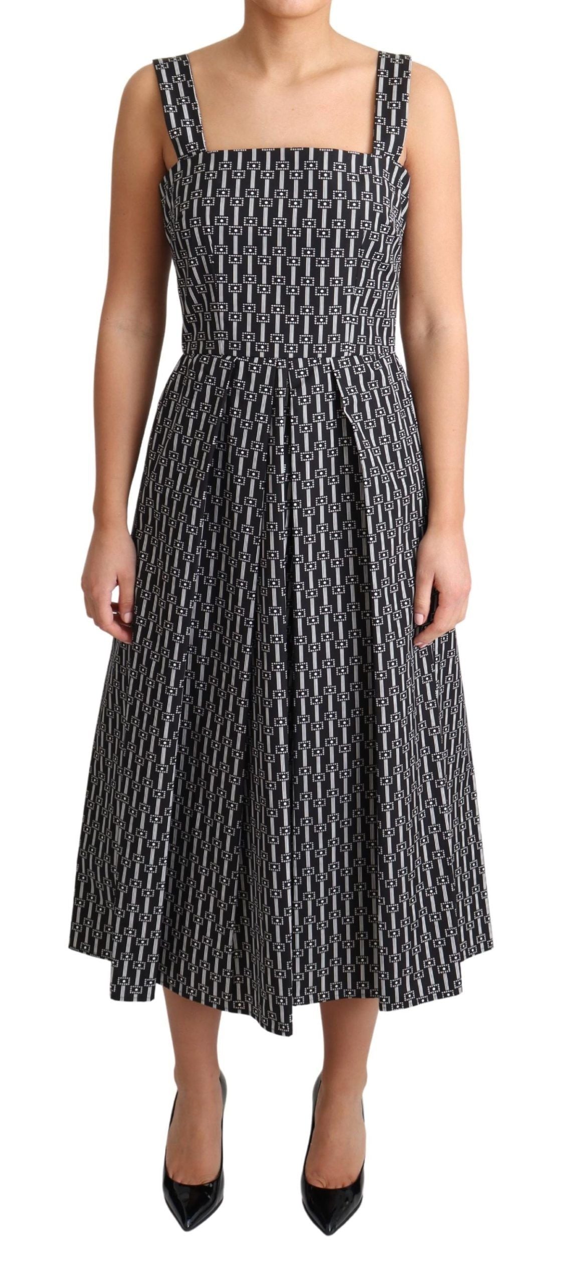 Robe trapèze en coton à motifs noir et blanc de Dolce &amp; Gabbana
