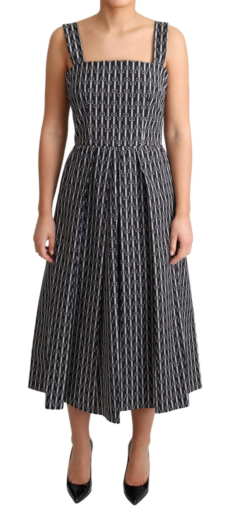 Robe trapèze en coton à motifs noir et blanc de Dolce &amp; Gabbana
